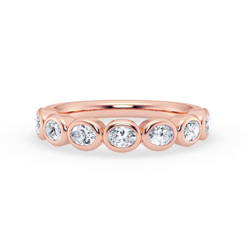360 degree view of East-West Oval Diamond Bezel Band