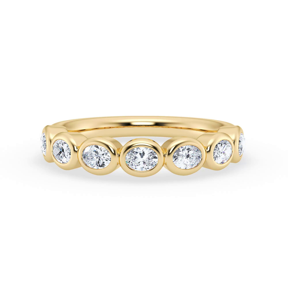 360 degree view of East-West Oval Diamond Bezel Band