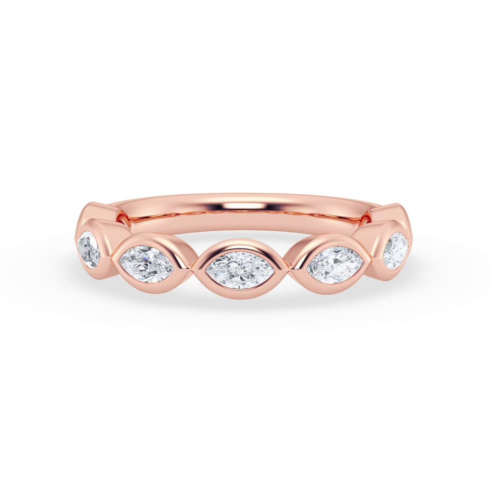 360 degree view of East-West Marquise Diamond Bezel Band