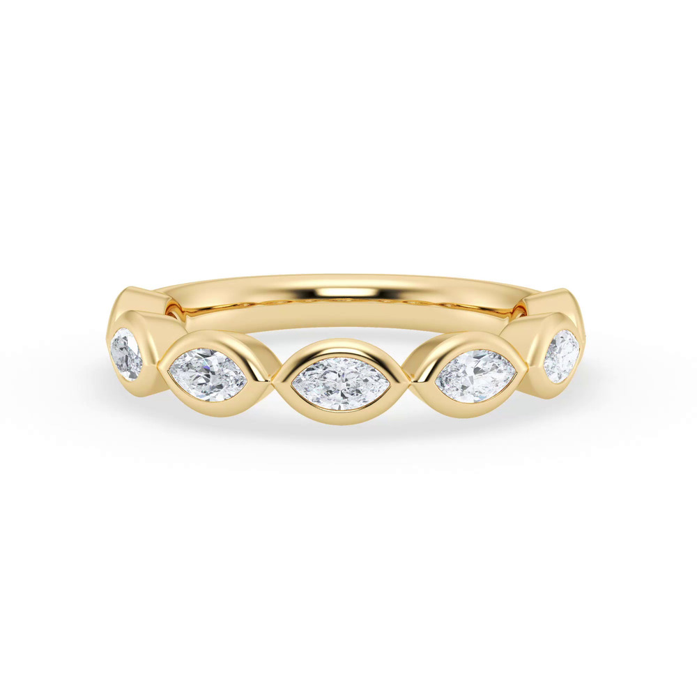 360 degree view of East-West Marquise Diamond Bezel Band