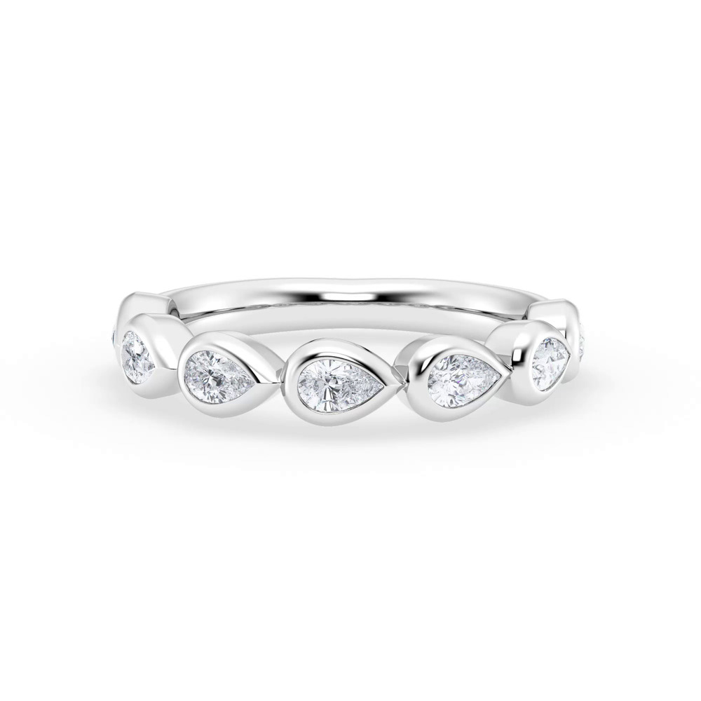 360 degree view of East-West Pear-Shaped Diamond Bezel Band