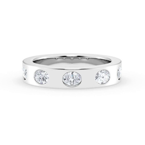 360 degree view of Flush Set Oval Diamond Band