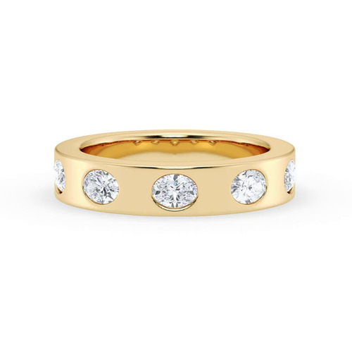 360 degree view of Flush Set Oval Diamond Band