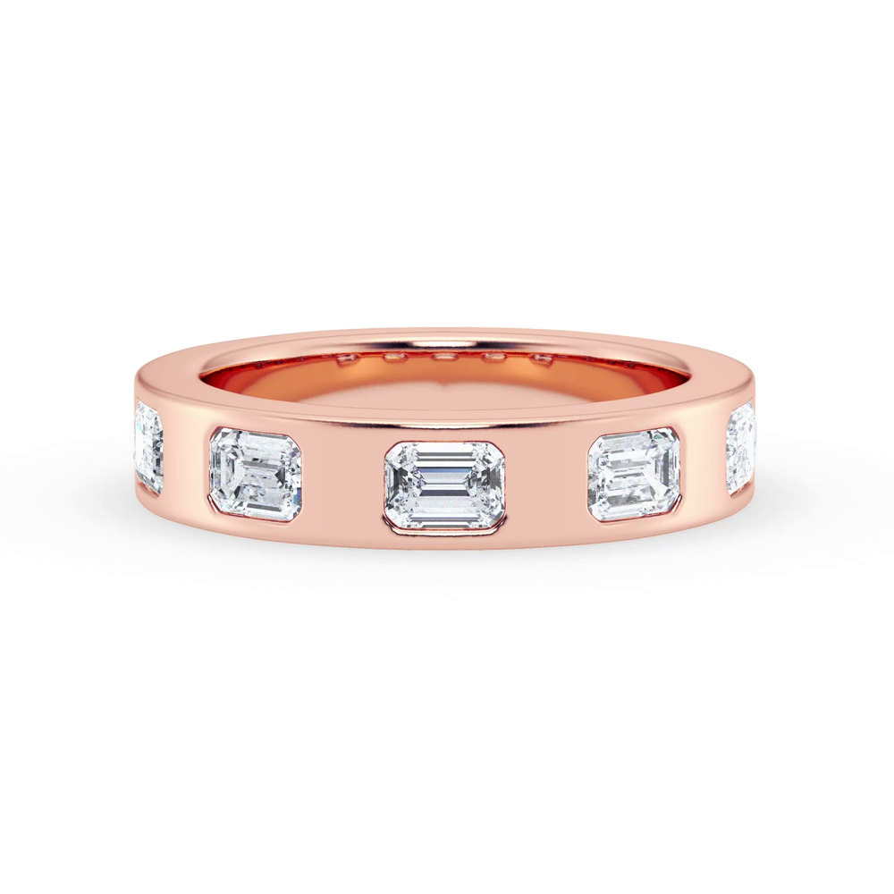 360 degree view of Flush Set Emerald-Cut Diamond Band