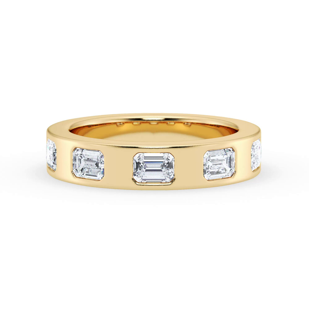 360 degree view of Flush Set Emerald-Cut Diamond Band