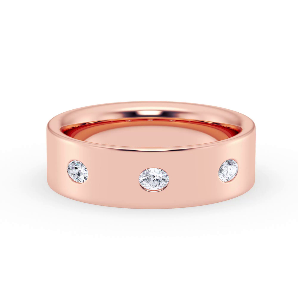 360 degree view of Flush Set Oval Lab Diamond Band (7mm)