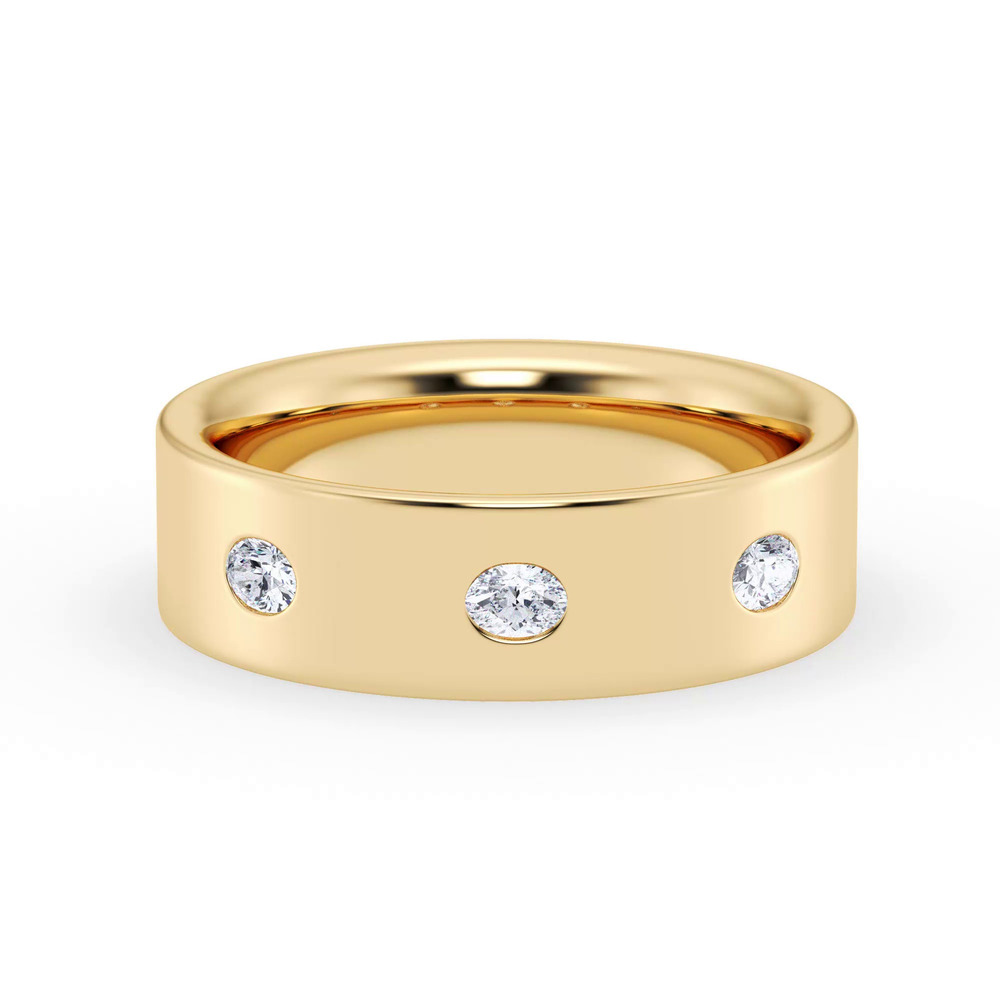 360 degree view of Flush Set Oval Lab Diamond Band (7mm)