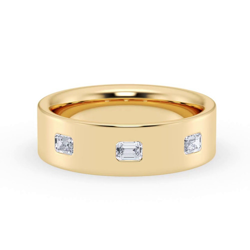 360 degree view of Flush Set Emerald-Cut Lab Diamond Band (7mm)