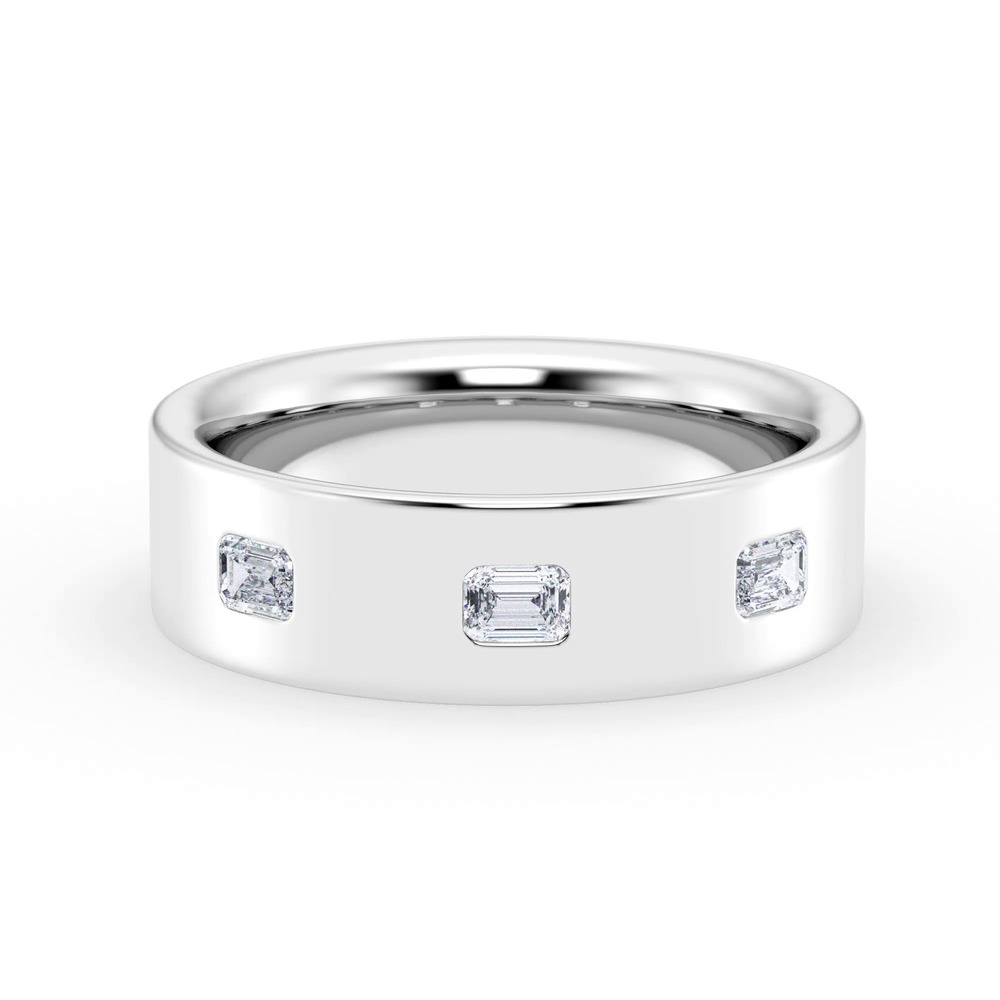 360 degree view of Flush Set Emerald-Cut Lab Diamond Band (7mm)