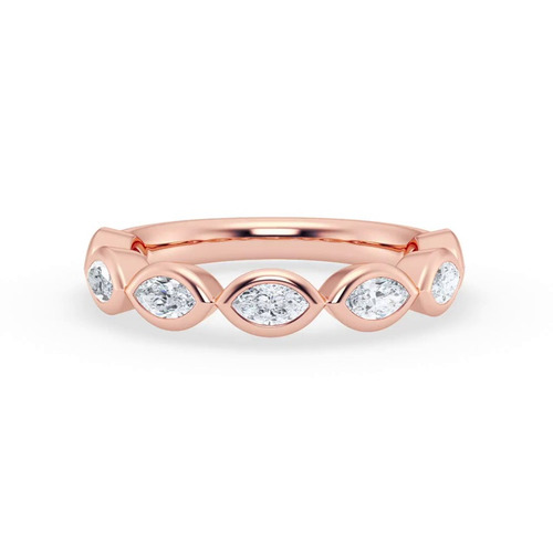 360 degree view of East-West Marquise Lab Diamond Bezel Band