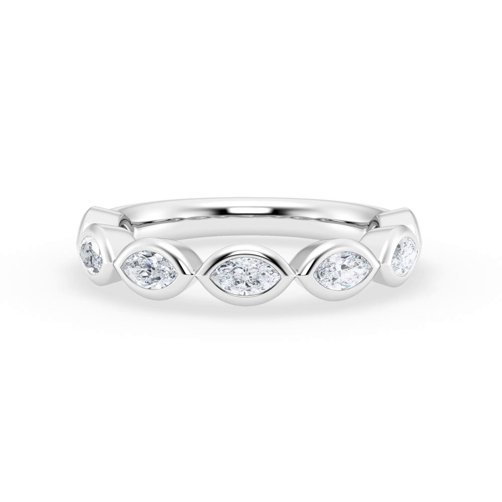360 degree view of East-West Marquise Lab Diamond Bezel Band
