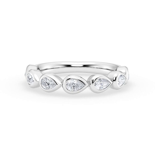 360 degree view of East-West Pear-Shaped Lab Diamond Bezel Band