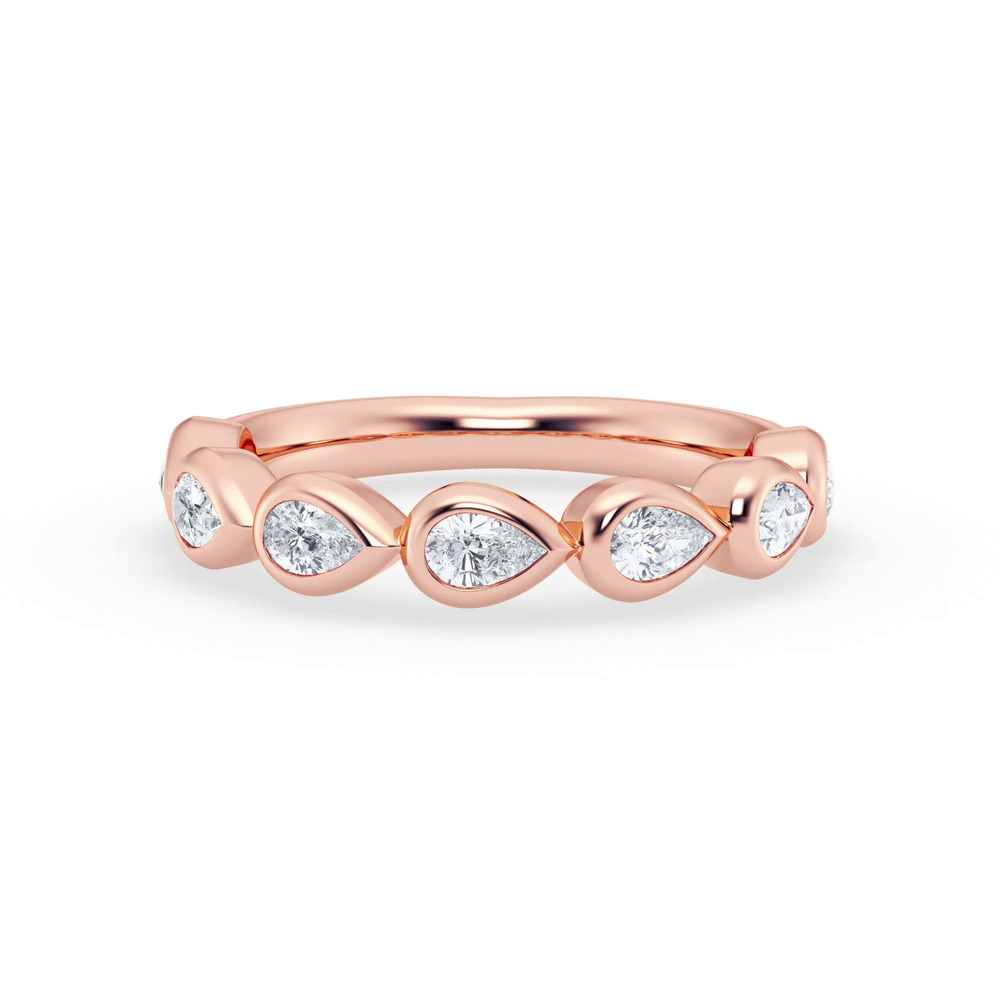 360 degree view of East-West Pear-Shaped Lab Diamond Bezel Band