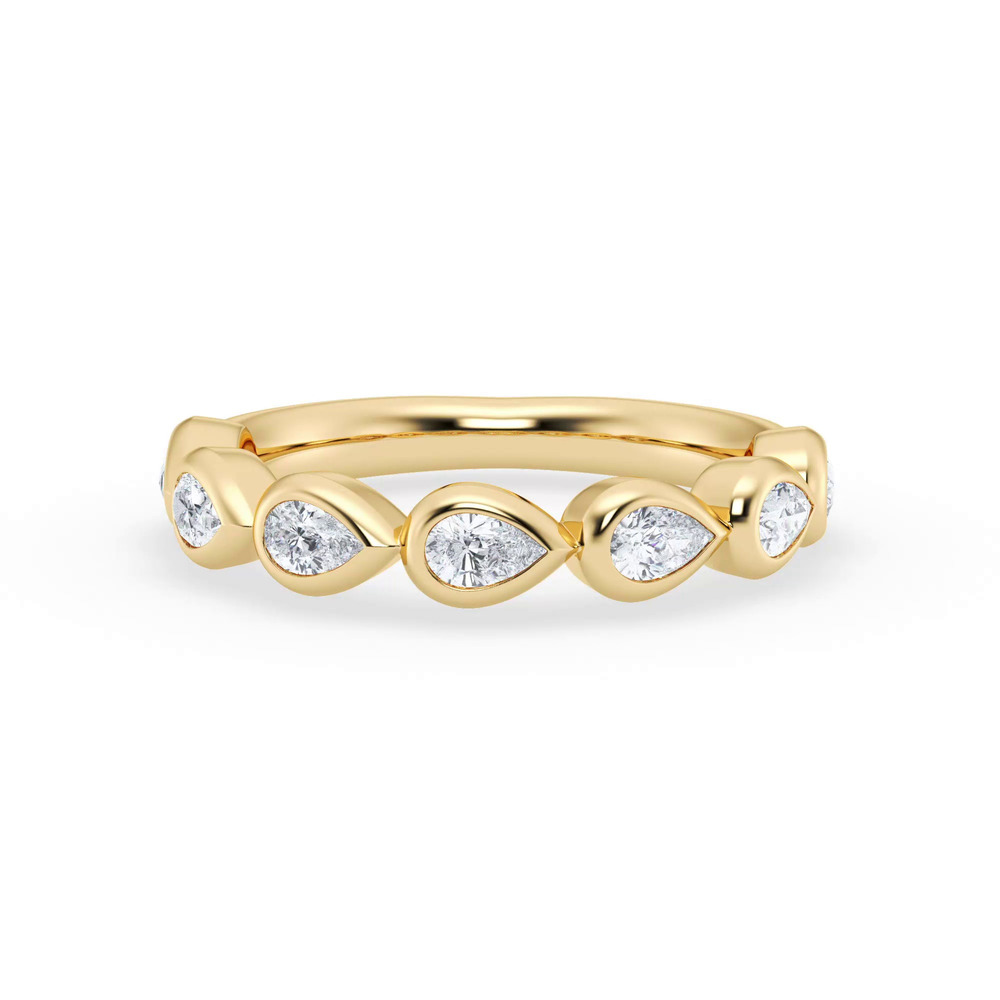 360 degree view of East-West Pear-Shaped Lab Diamond Bezel Band