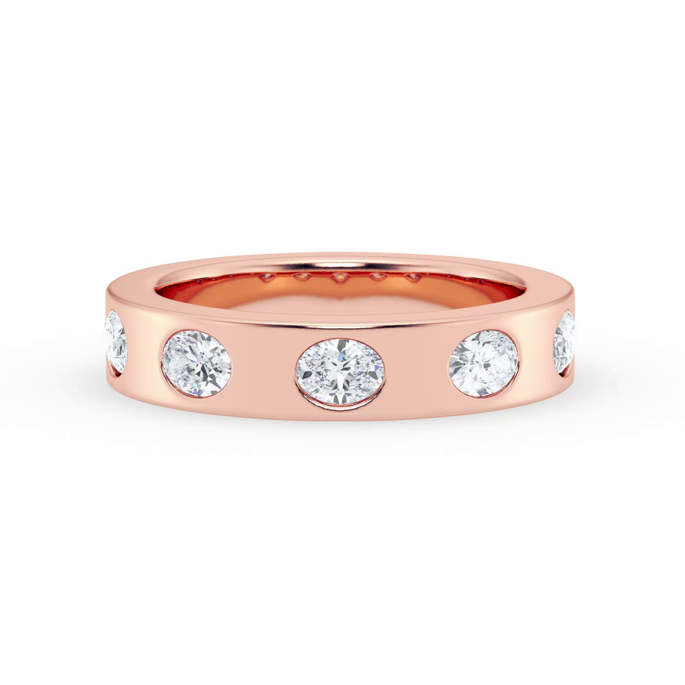 360 degree view of Flush Set Oval Lab Diamond Band