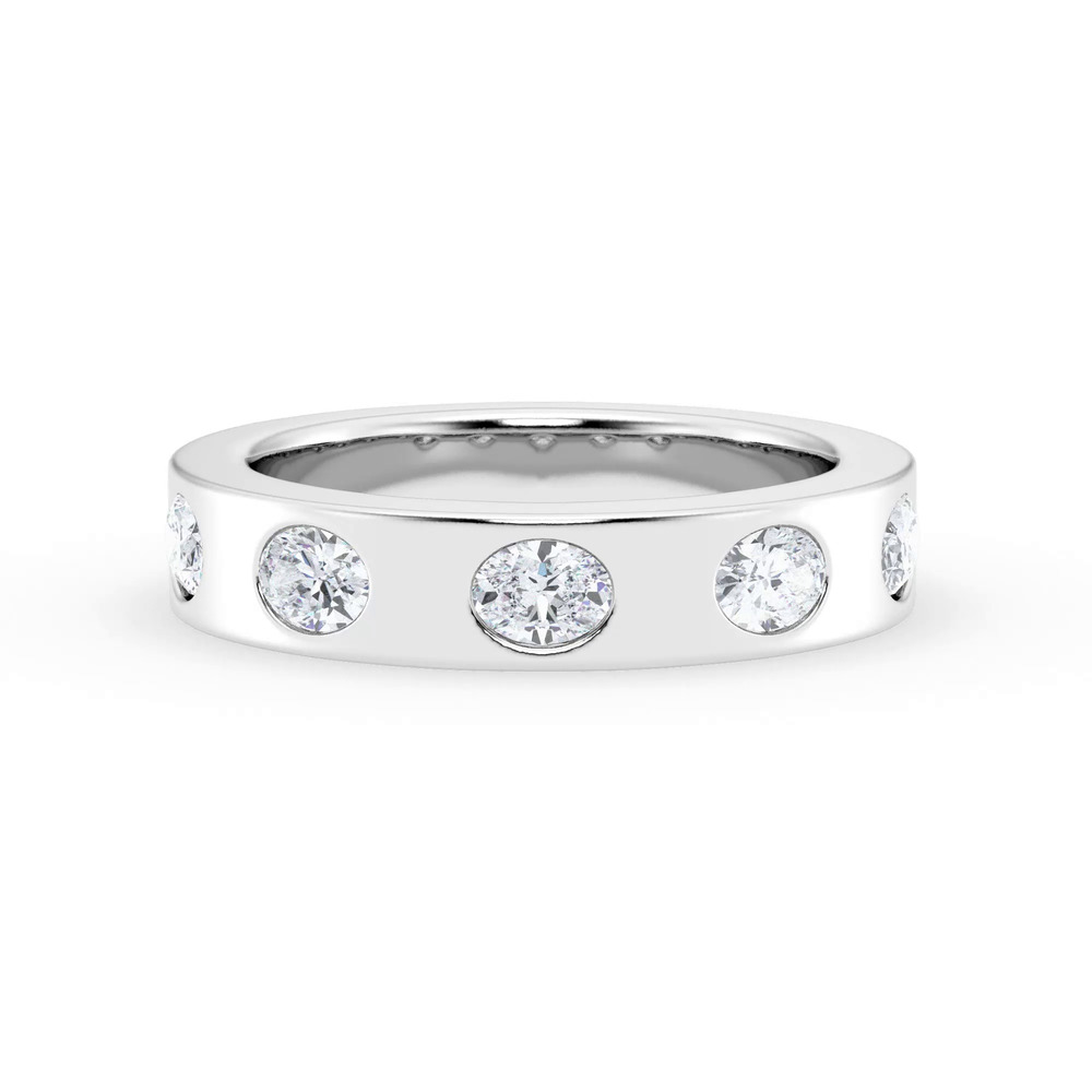 360 degree view of Flush Set Oval Lab Diamond Band