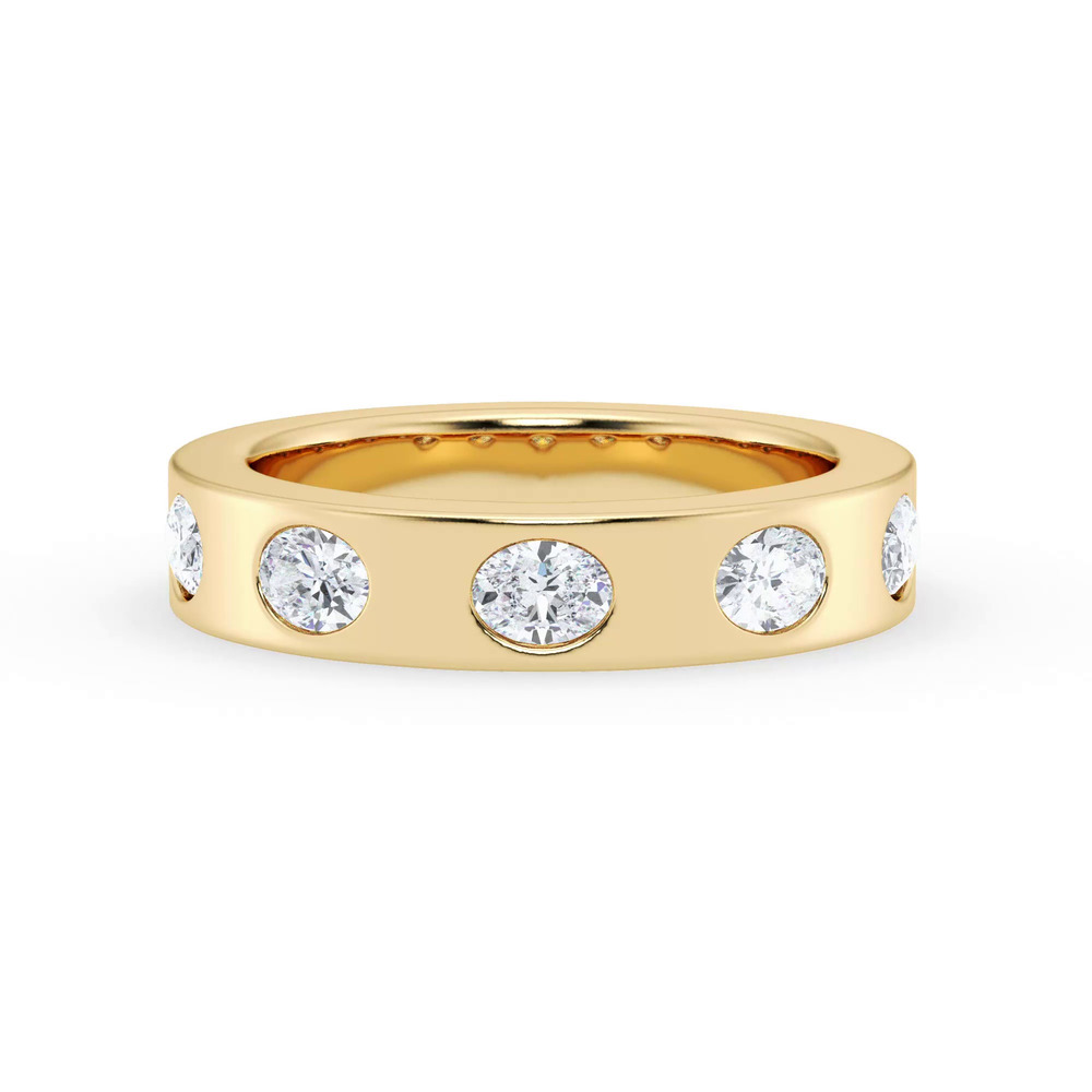 360 degree view of Flush Set Oval Lab Diamond Band