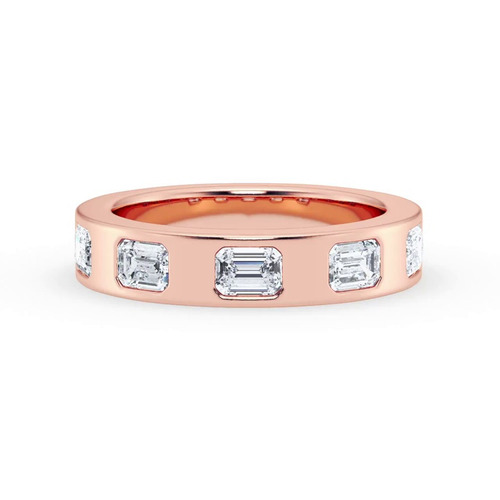 360 degree view of Flush Set Emerald-Cut Lab Diamond Band