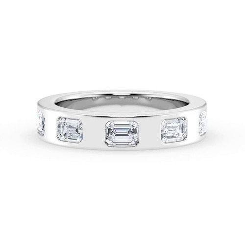 360 degree view of Flush Set Emerald-Cut Lab Diamond Band