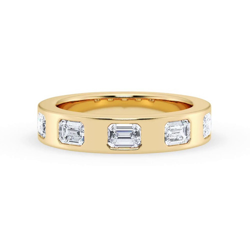 360 degree view of Flush Set Emerald-Cut Lab Diamond Band