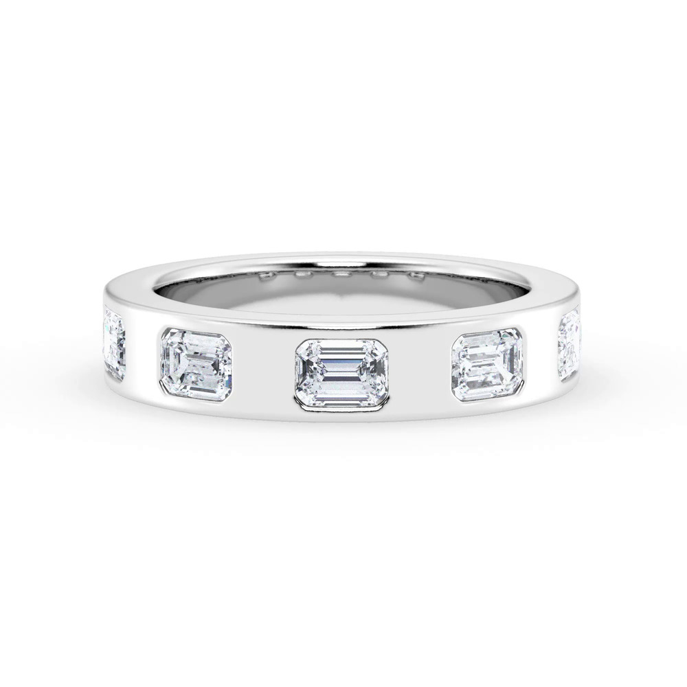 360 degree view of Flush Set Emerald-Cut Lab Diamond Band
