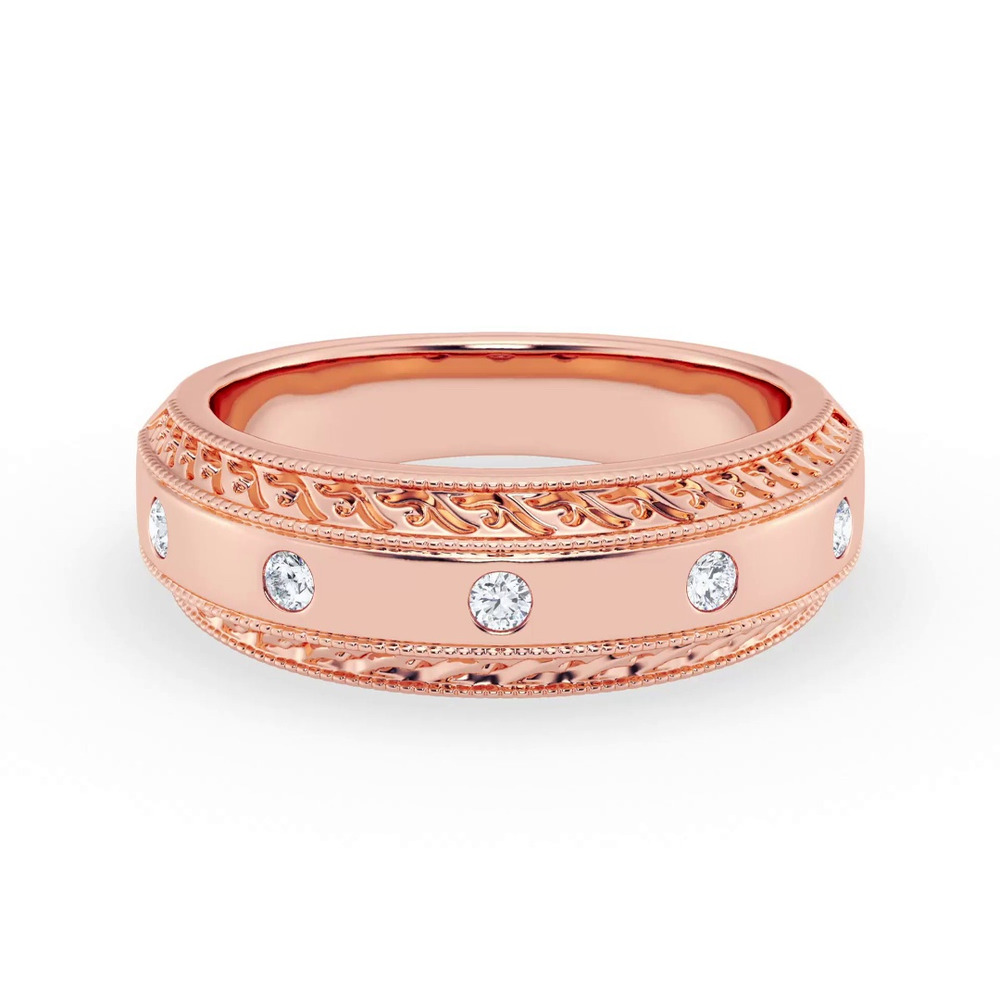 360 degree view of Engraved Lab Diamond Milgrain Band (7.5mm)