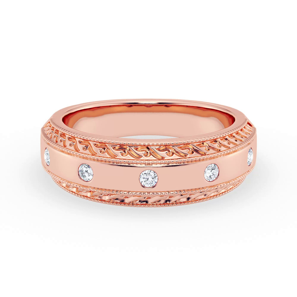 360 degree view of Engraved Lab Diamond Milgrain Band (7.5mm)