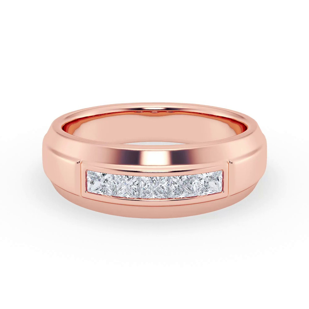 360 degree view of Raised Channel-Set Princess-Cut Lab Diamond Band (7mm)