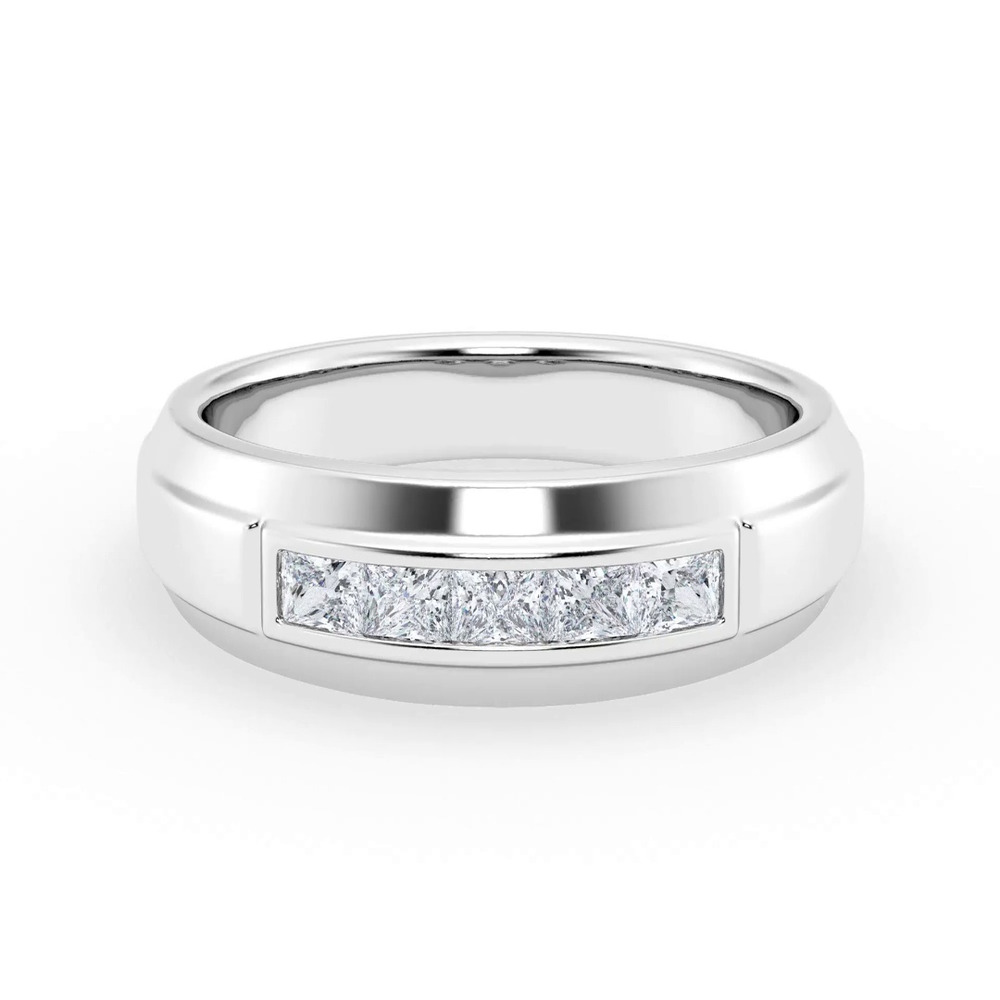 360 degree view of Raised Channel-Set Princess-Cut Lab Diamond Band (7mm)