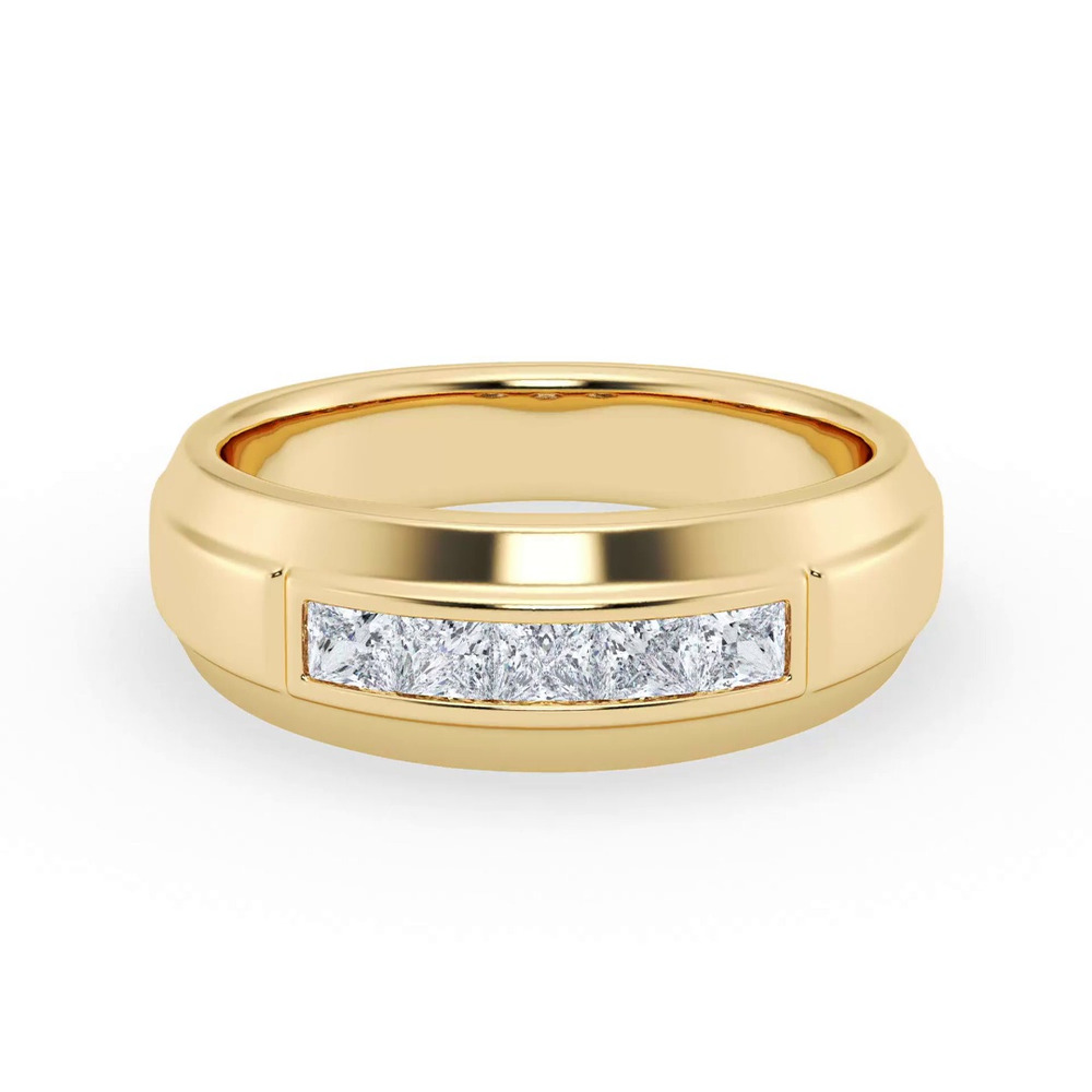 360 degree view of Raised Channel-Set Princess-Cut Lab Diamond Band (7mm)