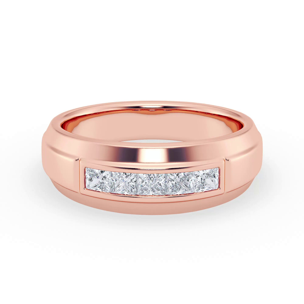 360 degree view of Raised Channel-Set Princess-Cut Lab Diamond Band (7mm)