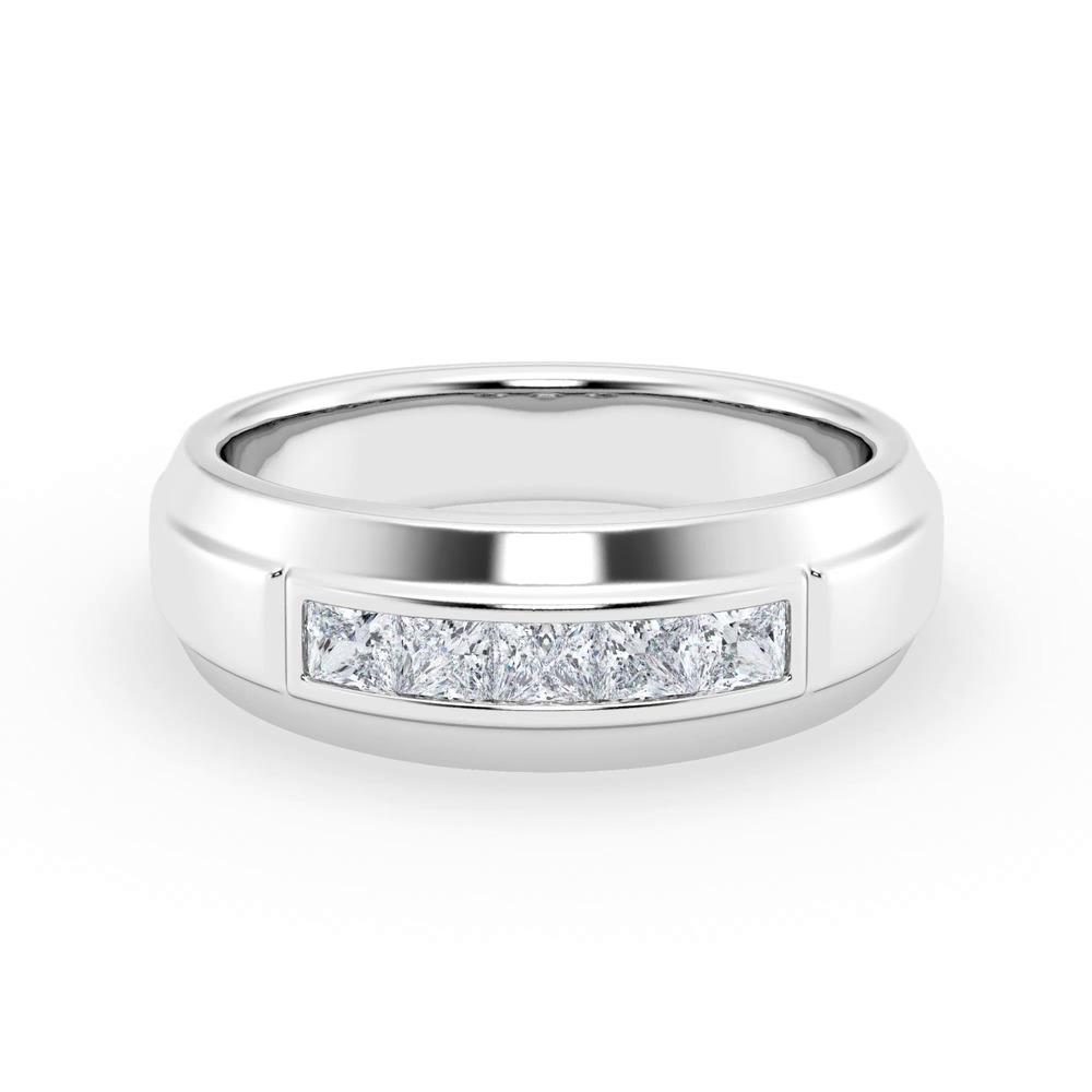 360 degree view of Raised Channel-Set Princess-Cut Lab Diamond Band (7mm)