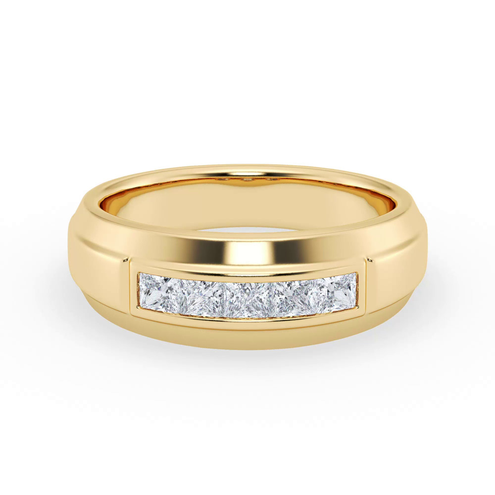 360 degree view of Raised Channel-Set Princess-Cut Lab Diamond Band (7mm)