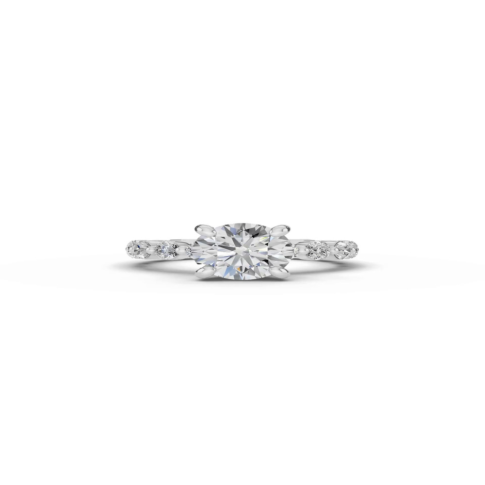 360 degree view of Tradition Pavé Lab Shared Prong Engagement Ring (.95ct. tw.)