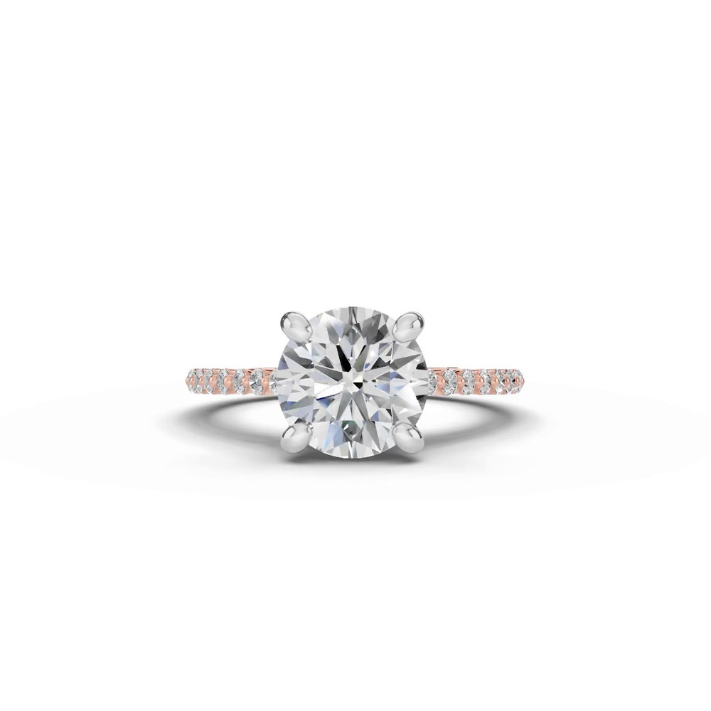 360 degree view of Signature Hearts & Arrows Shared Prong Hidden Halo Cathedral Lab Engagement Ring (.35ct. tw.)