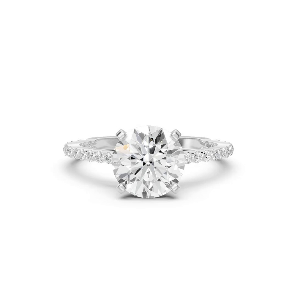 360 degree view of Signature Hearts & Arrows Shared Prong Hidden Halo Cathedral Lab Engagement Ring (.35ct. tw.)
