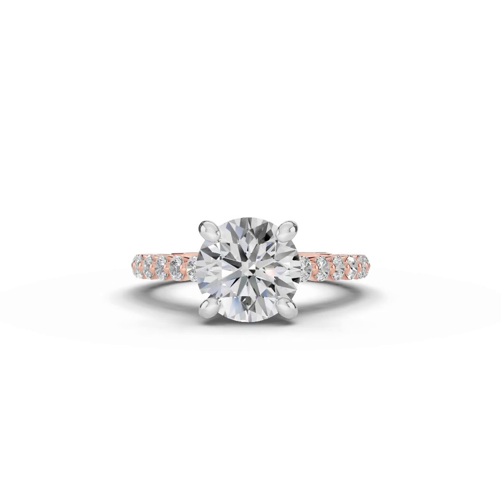 360 degree view of Signature Hearts & Arrows Shared Prong Hidden Halo Cathedral Lab Engagement Ring (.60ct. tw.)