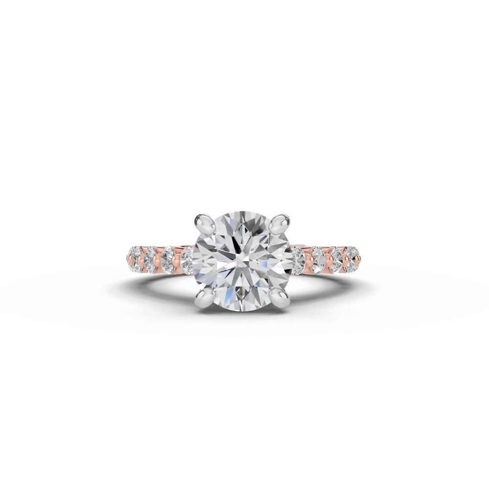 360 degree view of Signature Hearts & Arrows Shared Prong Hidden Halo Cathedral Lab Engagement Ring (.80ct. tw.)