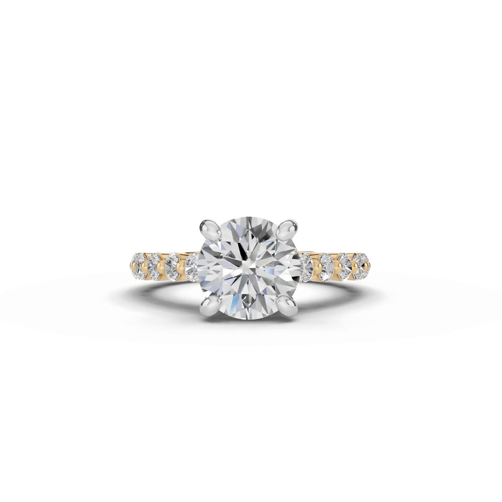 360 degree view of Signature Hearts & Arrows Shared Prong Hidden Halo Cathedral Lab Engagement Ring (.80ct. tw.)