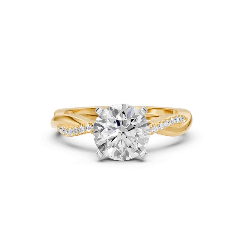 360 degree view of Signature Hearts & Arrows Pavé Twist Engagement Ring With Hidden Halo Lab Engagement Ring