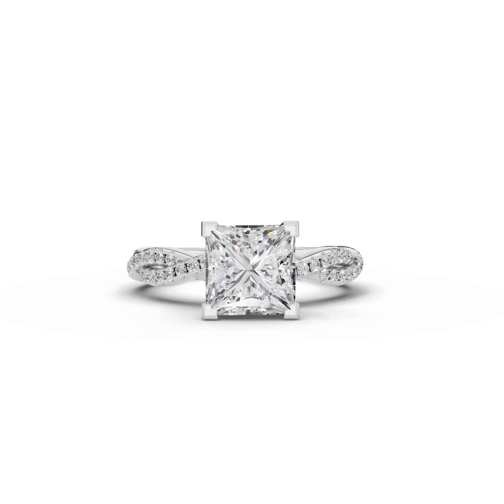 360 degree view of Signature Hearts & Arrows Pavé Spiral Lab Engagement Ring