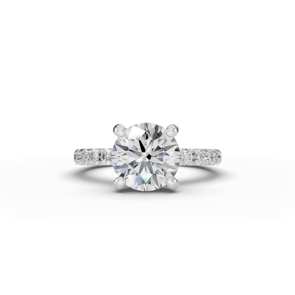 360 degree view of Tradition Pavé Lab Euroshank Hidden Halo Engagement Ring (½ ct. tw.)