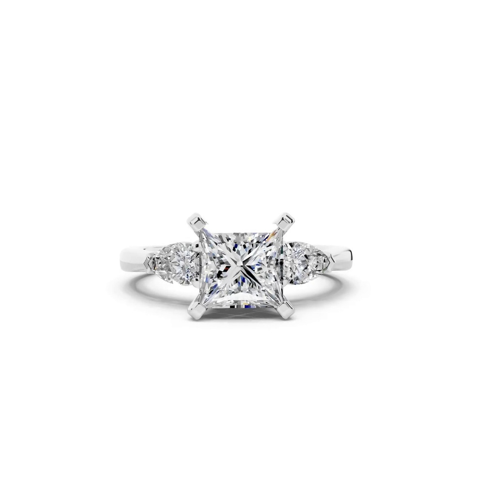 360 degree view of Madison Three-Stone Lab Pear Engagement Ring