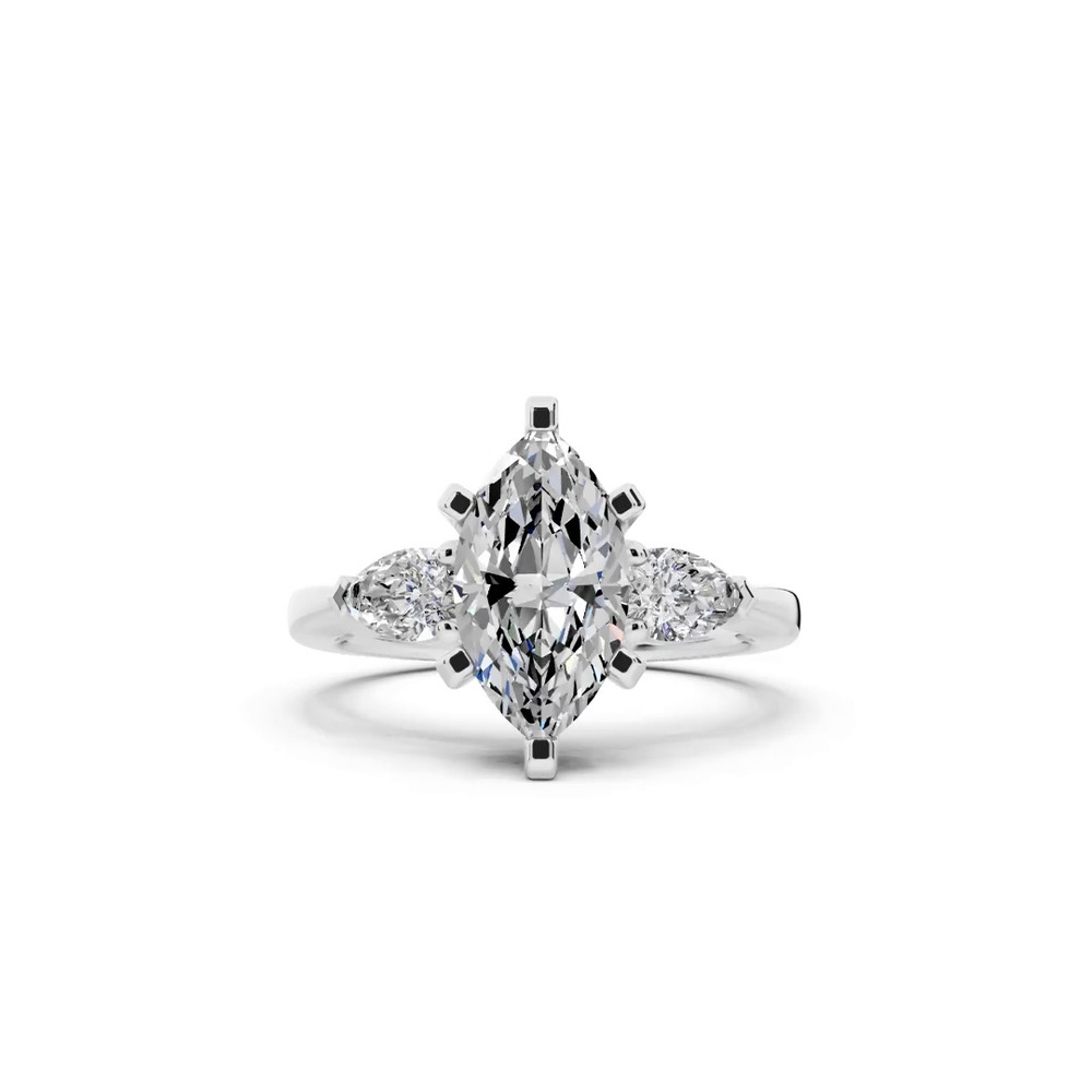 360 degree view of Madison Three-Stone Lab Pear Engagement Ring