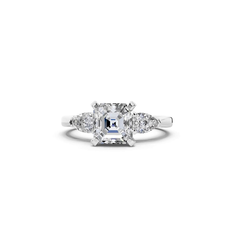 360 degree view of Madison Three-Stone Lab Pear Engagement Ring