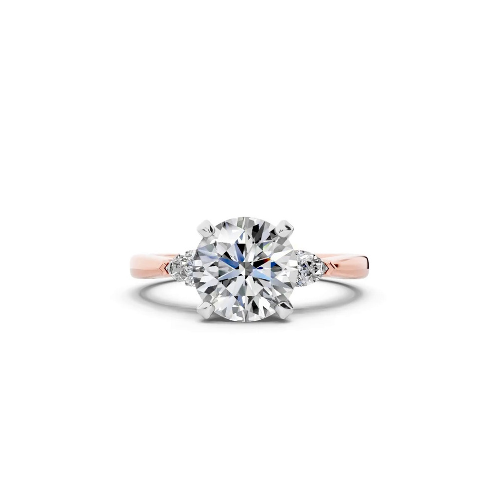360 degree view of Madison Three-Stone Two-Tone Lab Pear Engagement Ring (.25 ct. tw.)