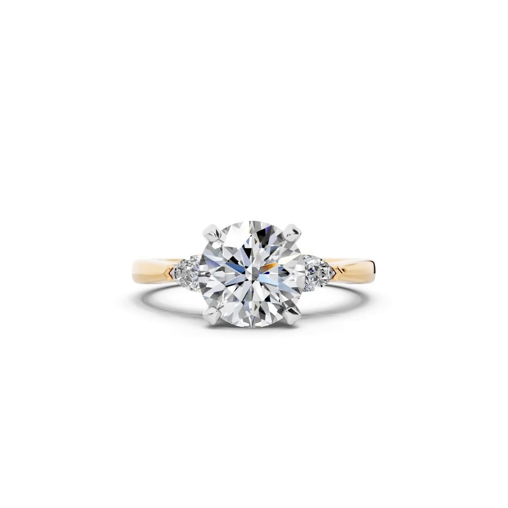 360 degree view of Madison Three-Stone Two-Tone Lab Pear Engagement Ring (.25 ct. tw.)