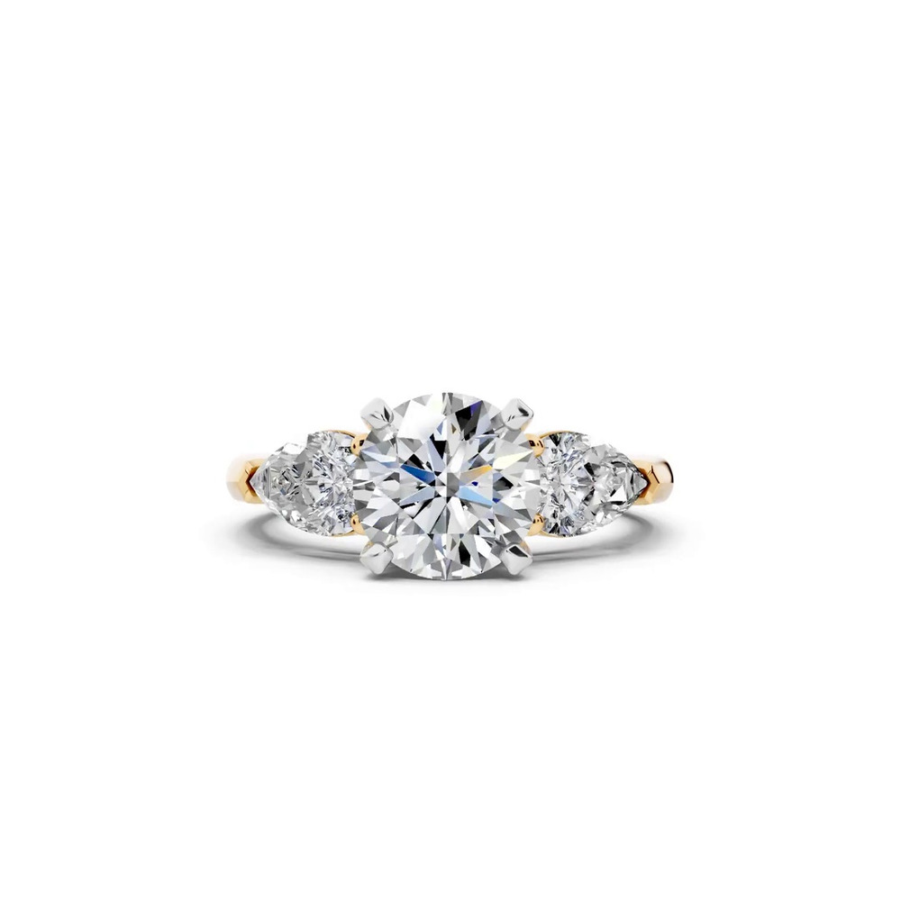 360 degree view of Madison Three-Stone Two-Tone Lab Pear Engagement Ring (1.00 ct. tw.)