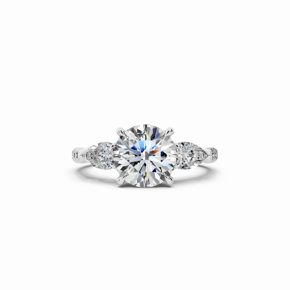 360 degree view of Capri Pear Three-Stone Lab Diamond Engagement Ring (0.85 ct. tw.)