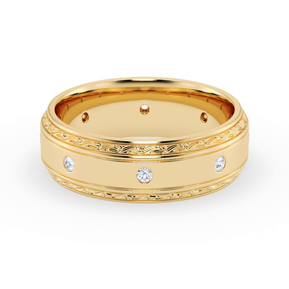 360 degree view of Engraved Diamond Beveled Eternity Band (8mm)